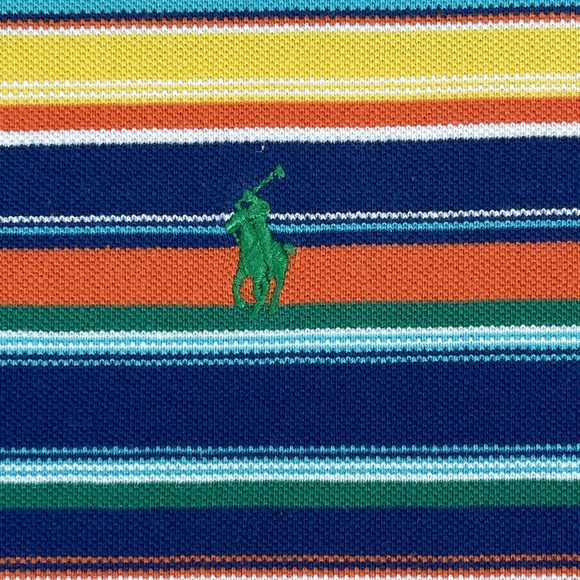 Polo Ralph Lauren‎ Mens Small Orange Green Blue Yellow Striped Polo Shirt - Picture 4 of 6